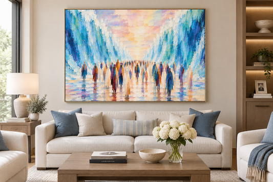 Splitting the Sea Mixed Media with Acrylic Painting