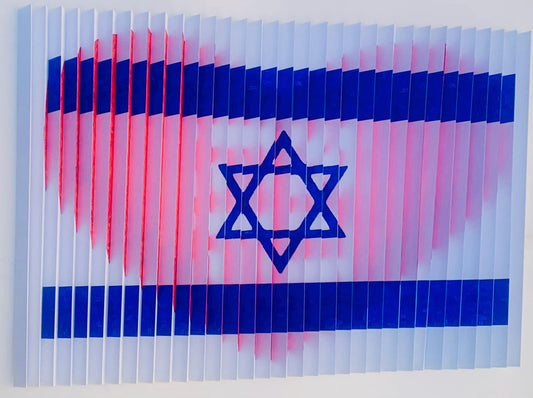 Ahava Red Heart & Israeli Flag 3D Wall Sculpture Hand Signed Custom Framed COA