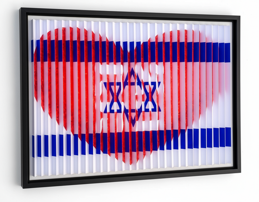 Ahava Red Heart & Israeli Flag 3D Wall Sculpture