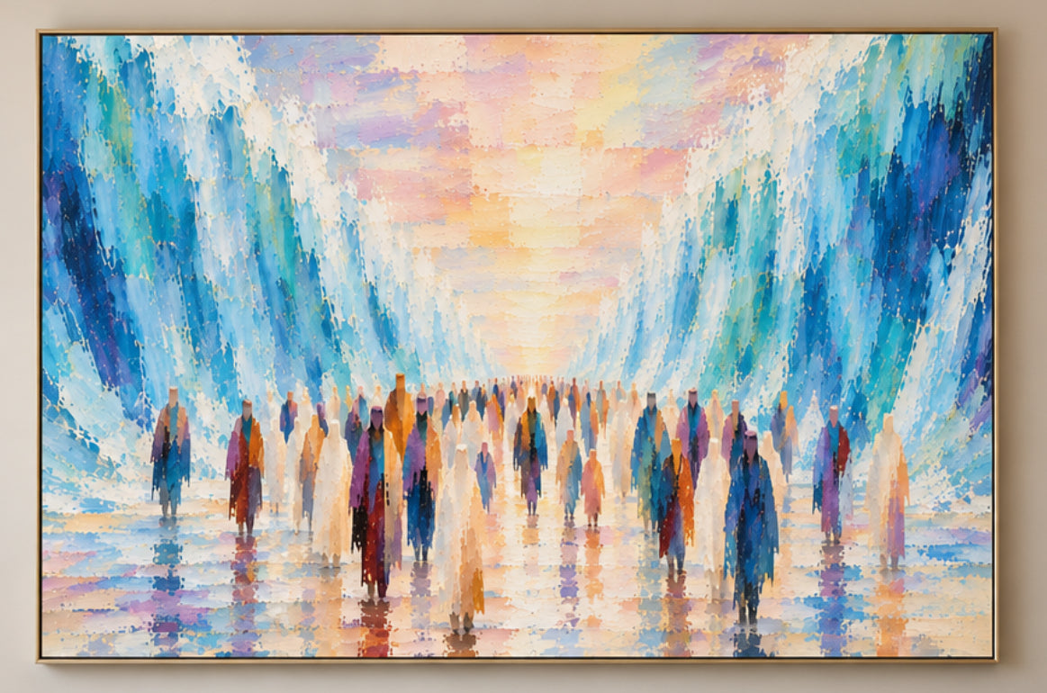 Splitting the Sea Mixed Media with Acrylic Painting
