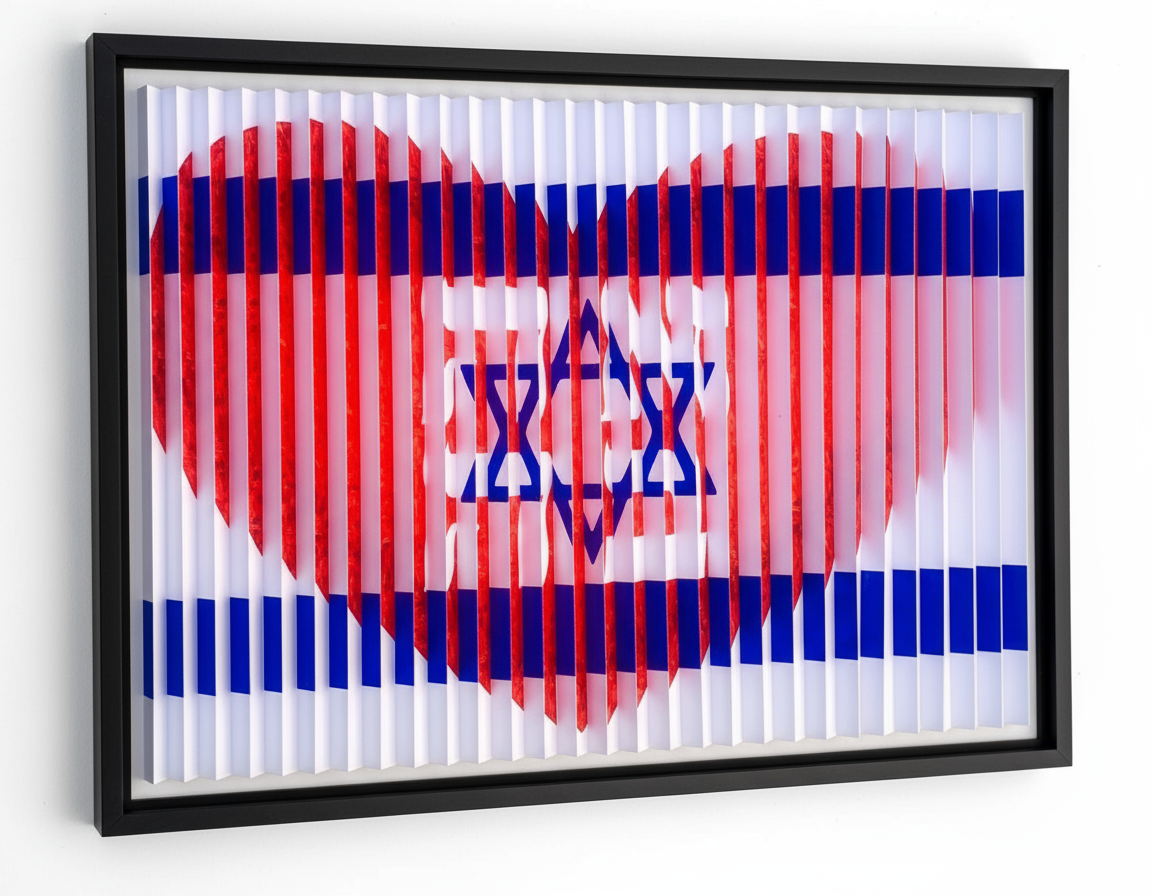 Ahava Red Heart & Israeli Flag 3D Wall Sculpture